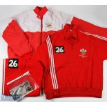 1988 Wales NZ Rugby Tour Official Training Kit etc (3): David Young's badged no. 26 scarlet training