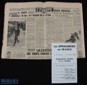 1952 S Africa French Rugby Tour Signed Items (2): Full 8pp clean, crisp itinerary for the tours