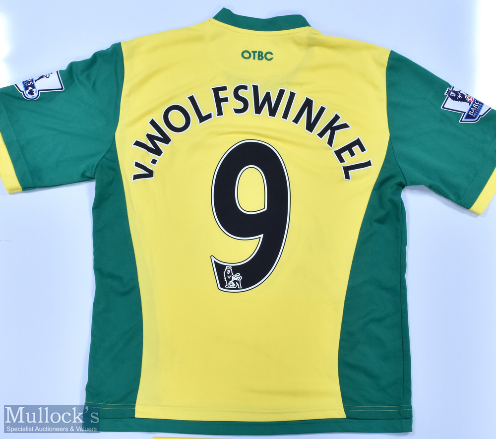 Norwich City 2013/14 V. Wolfswinkel No 9 match issue home football shirt Premier League badges to - Image 2 of 2