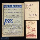 Vintage 1922-3 Programme & Old Fixture Cards (3): Leeds v Huddersfield, Challenge Cup 1922-3, good