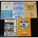 Leeds United away football programmes (5) to incl 64/65 Wellington Town with newspaper report, 80/81
