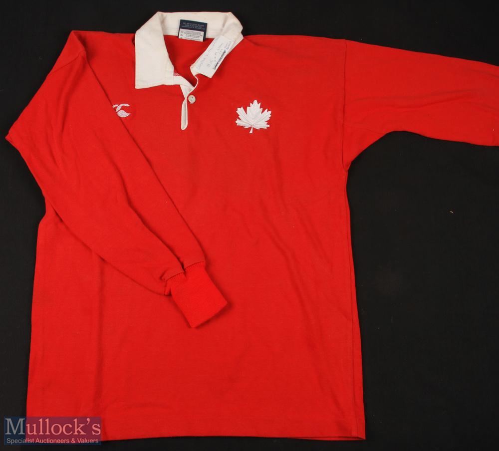 1983 Match worn Canada Rugby Jersey: The scarlet CCC 44" jersey with maple leaf logo of Mark - Image 2 of 4