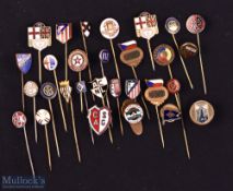 Selection of Football pin badges to include 2x FA lapel pin badges, with a selection of foreign