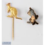 1956 Melbourne Olympic Games pin badge enamel Koala bear; and a Kangaroo gold metal stick pin (