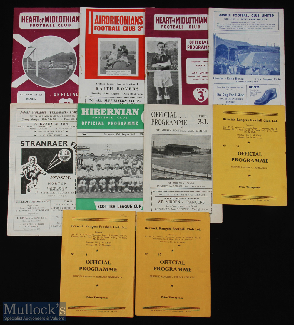 1956-59 A Selection of Scottish Programmes 1956/1957 Hearst v Ayr United SLC, Ardrie v Raith