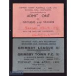 Tickets: 1949/50 Grimsby League XI v Grimsby Town at Sleight's Sports Ground, Peakes Lane, Grimsby