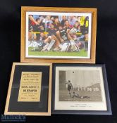 1926/1939/2000s Framed Rugby Photographs (3): Nice clean framed amber flyer for WJA Davies' XV v