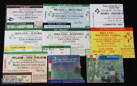 1989-1998 Ireland Home v Overseas Rugby Tickets (9): v NZ 89 & 97; v Australia 92; v Argentina 90; v