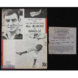 1970 All Blacks v Gazelles Rugby Programme: Very full official issue for the Gazelles clash at