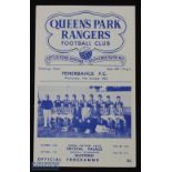 1953/54 Queens Park Rangers v Fenerbache FC football programme 14 Oct, no staples, o/w A/G