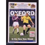 1996/97 Postponed match Oxford Utd v Grimsby Town Div. 1 programme 1 January 1997; good. (1)
