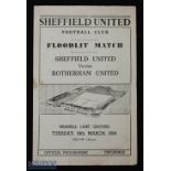 1953/54 Sheffield United v Rotherham United football programme floodlight opening 16 Mar single