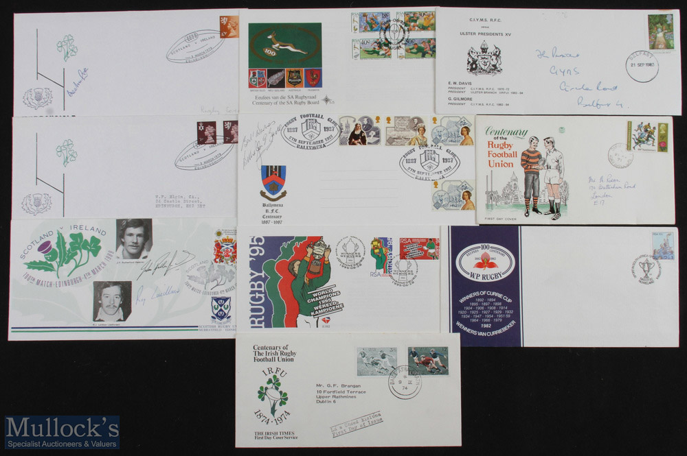 Rugby First Day Postal Covers inc Signed (10): Lovely FDCs for the IRFU and the RFU Centenaries,
