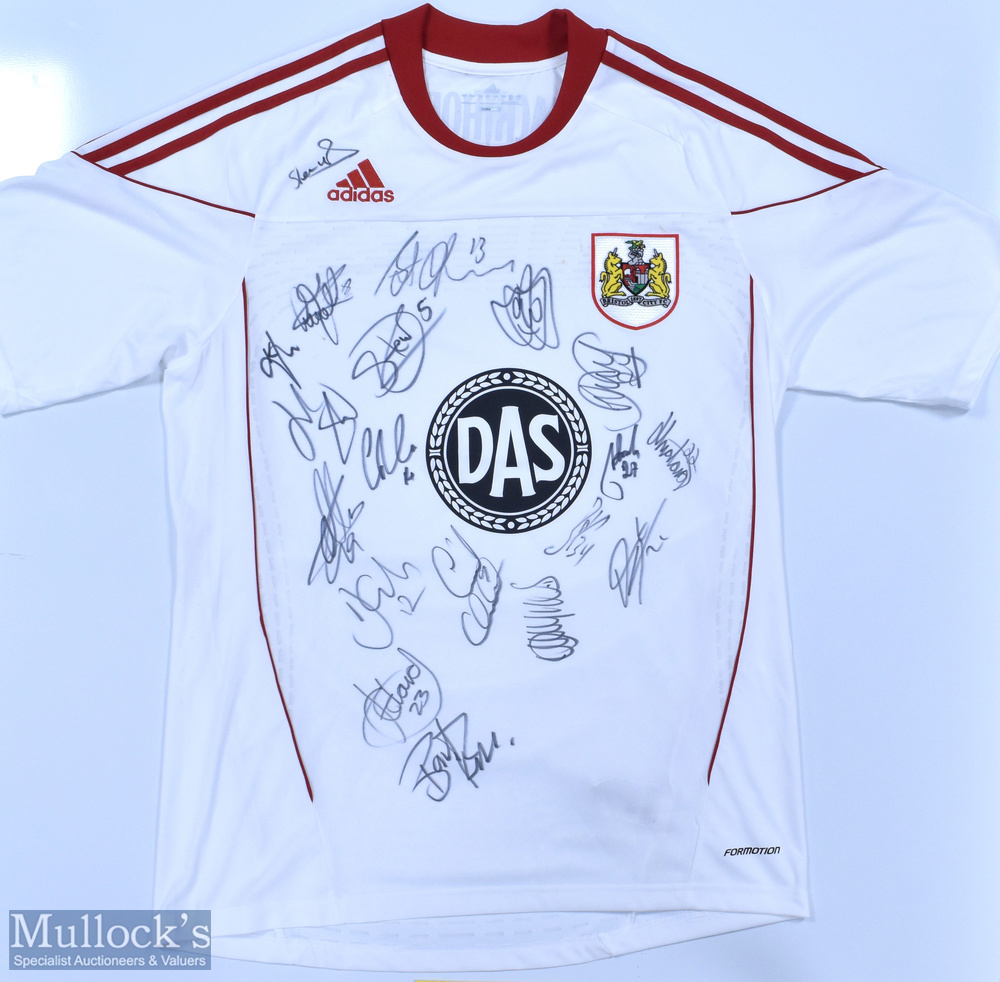Bristol City 2010/11 (Multi-Signed) away football shirt autographed by the squad to the front,