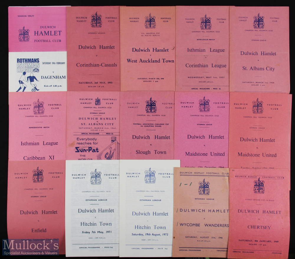 Collection of Dulwich Hamlet FC home programmes 1946/47 Wycombe Wanderers (31 August 1946 - 1st