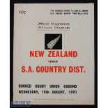 1970 SA Country Districts v NZ Rugby Programme: Harder to source large issue for the second All