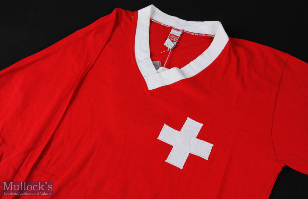 1971 Switzerland international match shirt v England 10 November 1971 at Wembley, red with white