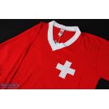 1971 Switzerland international match shirt v England 10 November 1971 at Wembley, red with white