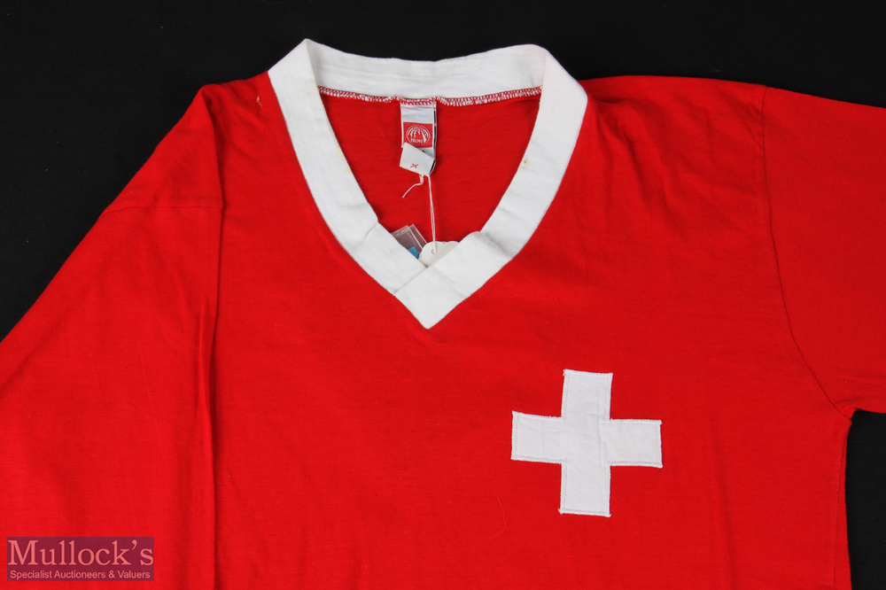 1971 Switzerland international match shirt v England 10 November 1971 at Wembley, red with white - Image 3 of 5
