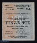 Ticket: 1951 FAC final match ticket; good. (1)