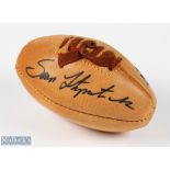 Signed Mini Rugby Ball: Lovely Gilbert Match leather mini rugby ball signed by opposing Lions and