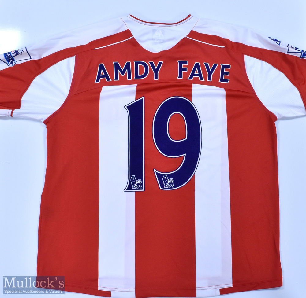 Stoke City 2009/10 Amdy Faye No 19 match issue home football shirt Premier League badges to sleeves, - Image 2 of 2