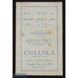 Scarce 1950 friendly match Bridport v Chelsea 2 May 1950, 4 pager, age wear, fair condition. (1)
