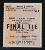 Ticket: 1960 FAC final match ticket; good. (1)