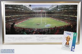 RWC Final 1999 Panoramic Rugby Photo & Programme (2): Wide-angled dramatic c39" x 21" colour shot of