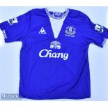 Everton 2009/10 Saha No 8 match issue home football shirt Premier League badges to sleeves, Le