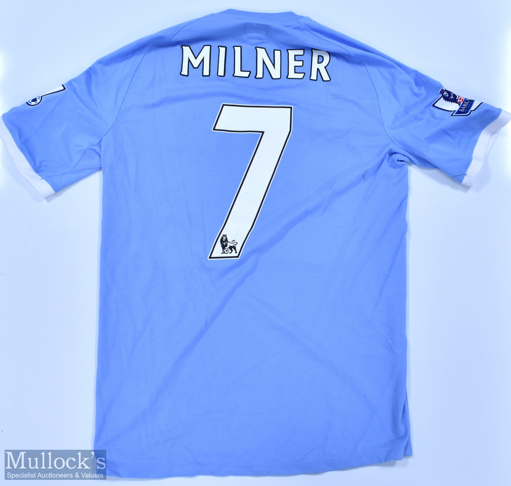 Manchester City 2010/11 Milner No 7 match issue home football shirt Premier League badges to - Image 2 of 2