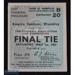Ticket: 1954 FAC final match ticket; good. (1)