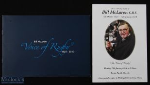 Bill McLaren Rugby Man, Funeral & Tribute Brochure & Card (2): Splendid memories of the great