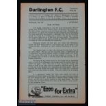 1958/59 Darlington v Gateshead (Durham Senior Cup Final) football programme 6 May, good, clean