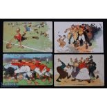 1900s Rugby Cartoon Postcards Selection A (4): Tom Browne, famed cartoonist inc sport, four of his