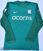 Aston Villa 2009/10 Marshall No 33 match issue goalkeeper football shirt Premier League badges to