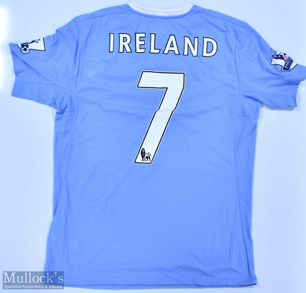 Manchester City 2009/10 Ireland No 7 match issue home football shirt Premier League badges to - Image 2 of 2