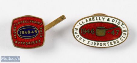 1946-1949 Llanelli RFC Supporters' Badges (2): Colourful, undamaged lapel badges from the long