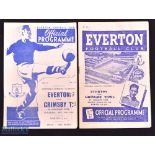 Everton v Grimsby Town 1946/47, 1947/48 Div. 1 match programmes, fair/good. (2)