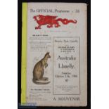 Rare 1908 Llanelli v Australia Rugby Programme: Great chance to obtain a sought-after and attractive