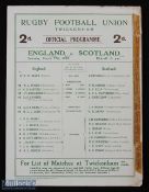 1928 England v Scotland Rugby Programme: Another Twickers Calcutta Cup clash, almost a century