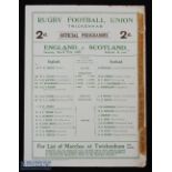 1928 England v Scotland Rugby Programme: Another Twickers Calcutta Cup clash, almost a century