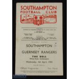 1950 Friendly match Southampton v Guernsey Rangers 4 pager, Wednesday 5 April 1950; slight mark,