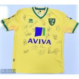 Norwich City 2011/12 (Multi-Signed) Morrison No 5 match issue home football shirt autographed by the