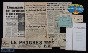 1952 S Africa French Rugby Tour Signed Menu, Tickets, Cuttings etc (7):