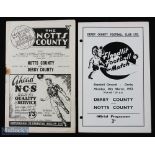 1952/53 Derby County v Notts County football programme floodlight opening date 16 Mar, holes