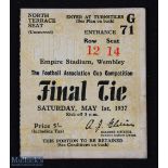 Ticket: 1937 FAC final match ticket; slight crease. (1)