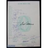 1986 Official NZ Cavaliers to S Africa Signed Sheet: 29 signatures alongside printed manes on this