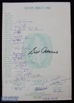 1986 Official NZ Cavaliers to S Africa Signed Sheet: 29 signatures alongside printed manes on this