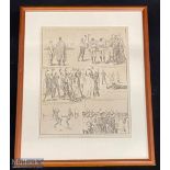 1888 Memorable Mounted/Framed Maori Rugby Print: Stylish set of line art sketches of the tireless